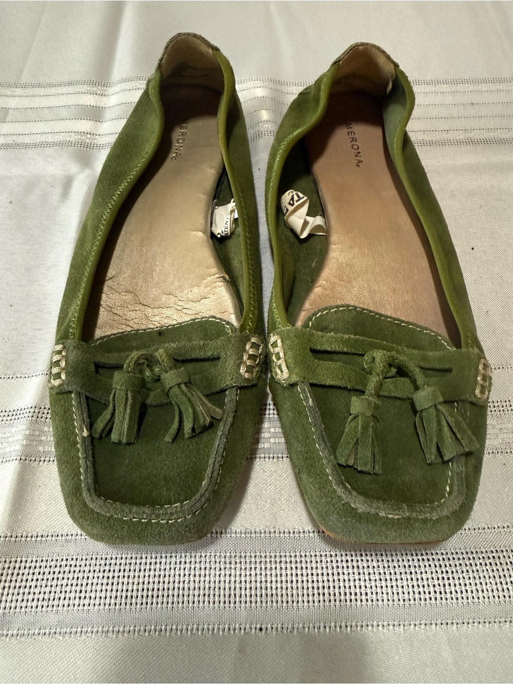 Merona Olive Green Suede Tassel Loafers Moccasin Flats Size 8